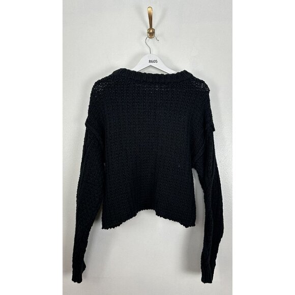 FREE PEOPLE Cutting Edge Cotton Cable Sweater in Black Size X-Large - Picture 9 of 14